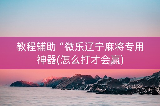 教程辅助“微乐辽宁麻将专用神器(怎么打才会赢)