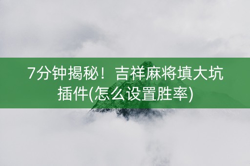 7分钟揭秘！吉祥麻将填大坑插件(怎么设置胜率)