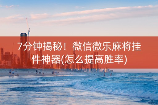7分钟揭秘！微信微乐麻将挂件神器(怎么提高胜率)