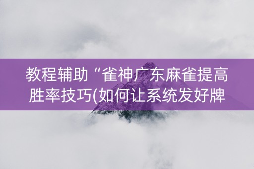 教程辅助“雀神广东麻雀提高胜率技巧(如何让系统发好牌)