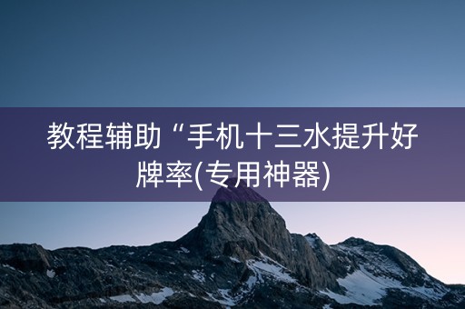 教程辅助“手机十三水提升好牌率(专用神器)
