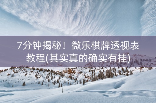 7分钟揭秘！微乐棋牌透视表教程(其实真的确实有挂)