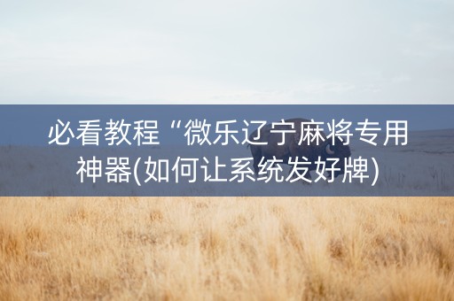 必看教程“微乐辽宁麻将专用神器(如何让系统发好牌)