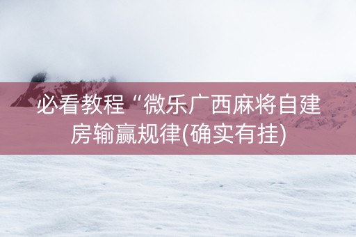 必看教程“微乐广西麻将自建房输赢规律(确实有挂)