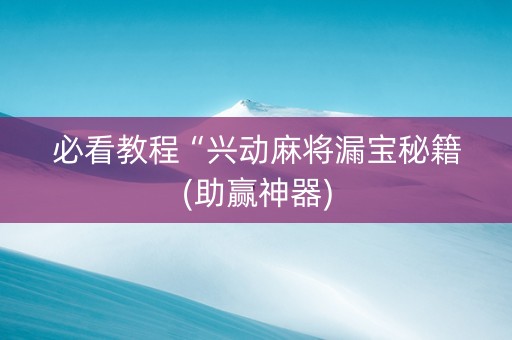 必看教程“兴动麻将漏宝秘籍(助赢神器)