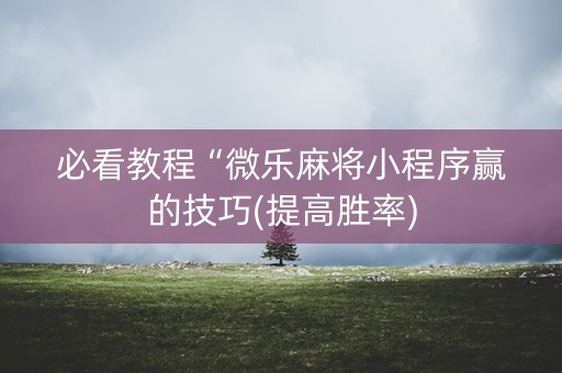 必看教程“微乐麻将小程序赢的技巧(提高胜率)