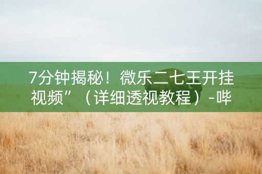 7分钟揭秘！微乐二七王开挂视频”（详细透视教程）-哔哩哔哩