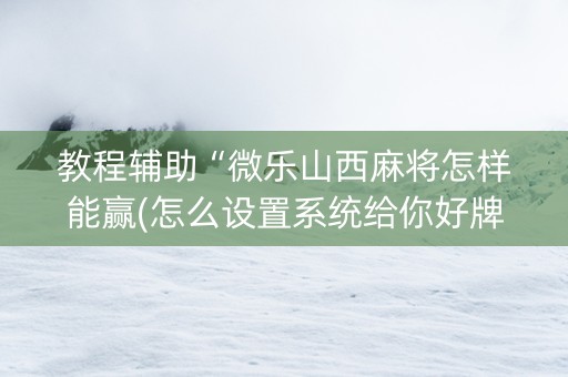 教程辅助“微乐山西麻将怎样能赢(怎么设置系统给你好牌)