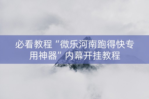 必看教程“微乐河南跑得快专用神器”内幕开挂教程