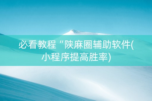 必看教程“陕麻圈辅助软件(小程序提高胜率)