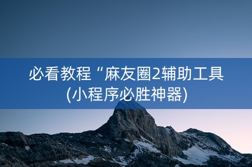 必看教程“麻友圈2辅助工具(小程序必胜神器)