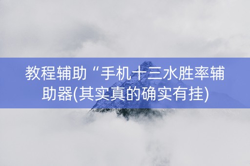 教程辅助“手机十三水胜率辅助器(其实真的确实有挂)