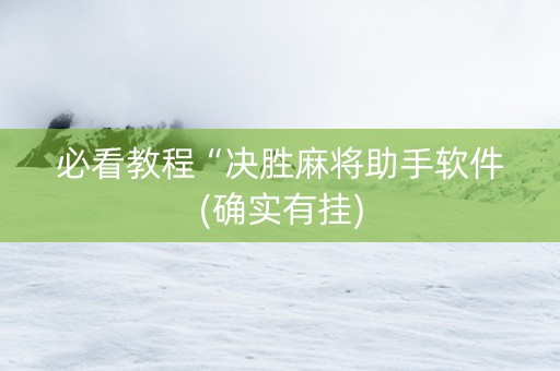必看教程“决胜麻将助手软件(确实有挂)
