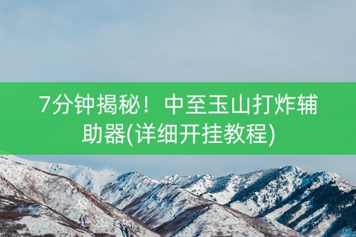 7分钟揭秘！中至玉山打炸辅助器(详细开挂教程)
