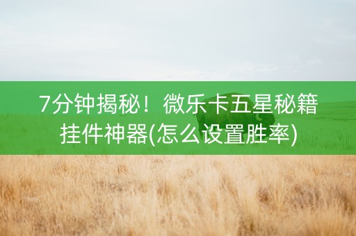 7分钟揭秘！微乐卡五星秘籍挂件神器(怎么设置胜率)