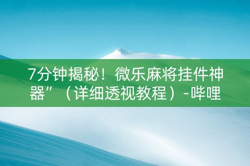 7分钟揭秘！微乐麻将挂件神器”（详细透视教程）-哔哩哔哩