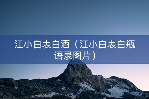 江小白表白酒（江小白表白瓶语录图片）