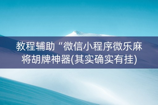 教程辅助“微信小程序微乐麻将胡牌神器(其实确实有挂)