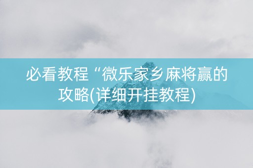必看教程“微乐家乡麻将赢的攻略(详细开挂教程)
