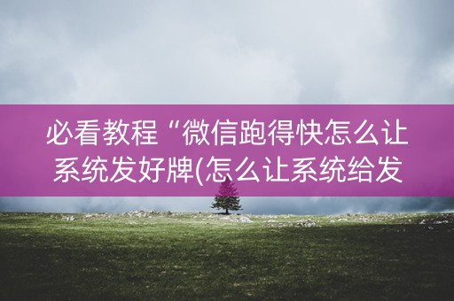 必看教程“微信跑得快怎么让系统发好牌(怎么让系统给发好牌)