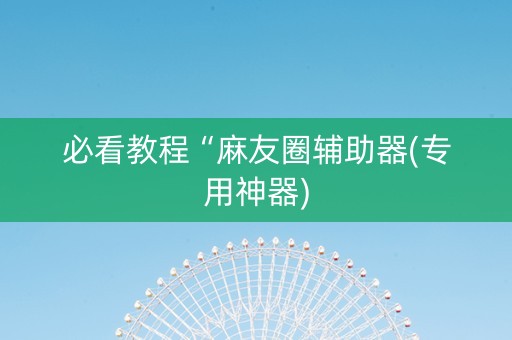 必看教程“麻友圈辅助器(专用神器)