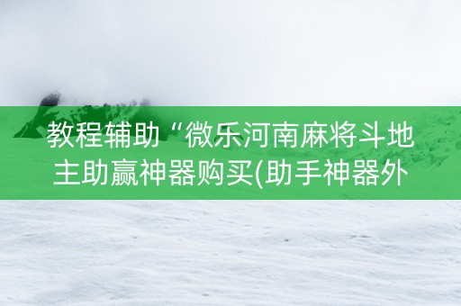 教程辅助“微乐河南麻将斗地主助赢神器购买(助手神器外辅工具)