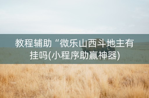 教程辅助“微乐山西斗地主有挂吗(小程序助赢神器)