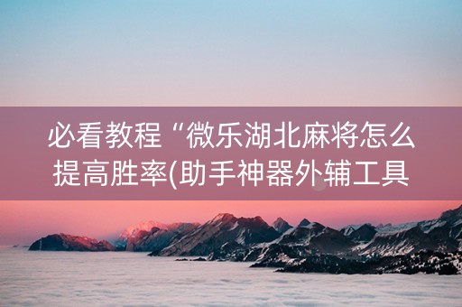 必看教程“微乐湖北麻将怎么提高胜率(助手神器外辅工具)