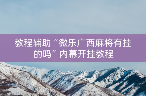 教程辅助“微乐广西麻将有挂的吗”内幕开挂教程