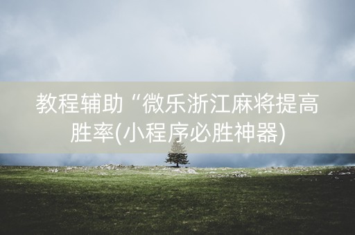 教程辅助“微乐浙江麻将提高胜率(小程序必胜神器)