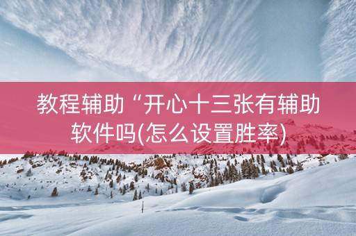 教程辅助“开心十三张有辅助软件吗(怎么设置胜率)