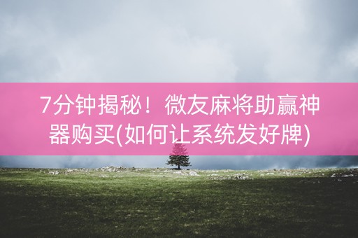 7分钟揭秘！微友麻将助赢神器购买(如何让系统发好牌)