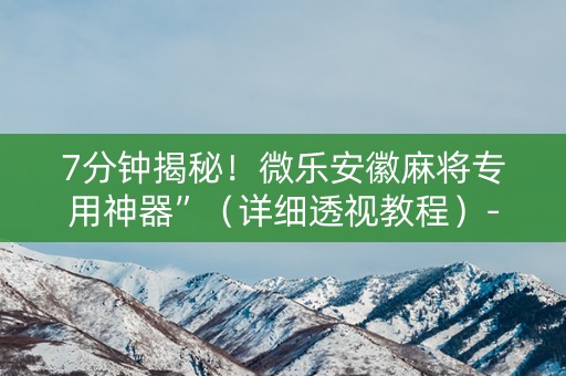 7分钟揭秘！微乐安徽麻将专用神器”（详细透视教程）-哔哩哔哩
