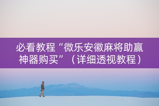 必看教程“微乐安徽麻将助赢神器购买”（详细透视教程）-哔哩哔哩