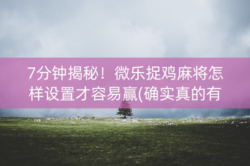 7分钟揭秘！微乐捉鸡麻将怎样设置才容易赢(确实真的有挂)