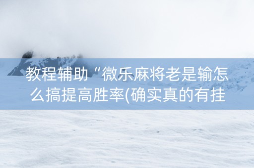教程辅助“微乐麻将老是输怎么搞提高胜率(确实真的有挂)