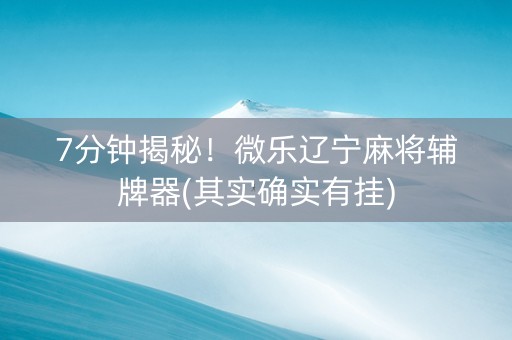 7分钟揭秘！微乐辽宁麻将辅牌器(其实确实有挂)