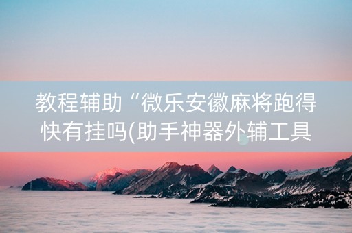 教程辅助“微乐安徽麻将跑得快有挂吗(助手神器外辅工具)