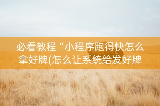 必看教程“小程序跑得快怎么拿好牌(怎么让系统给发好牌)