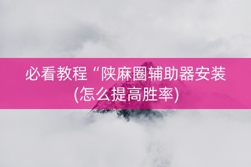 必看教程“陕麻圈辅助器安装(怎么提高胜率)