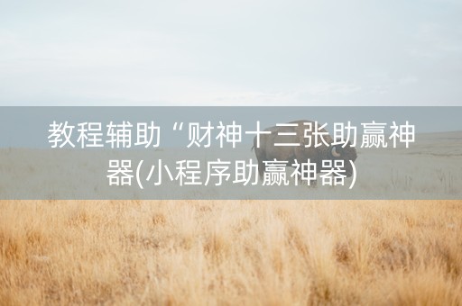 教程辅助“财神十三张助赢神器(小程序助赢神器)