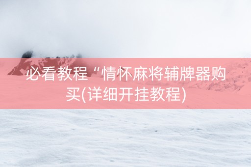 必看教程“情怀麻将辅牌器购买(详细开挂教程)