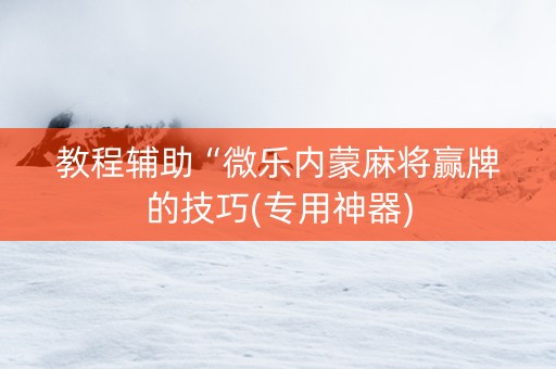 教程辅助“微乐内蒙麻将赢牌的技巧(专用神器)