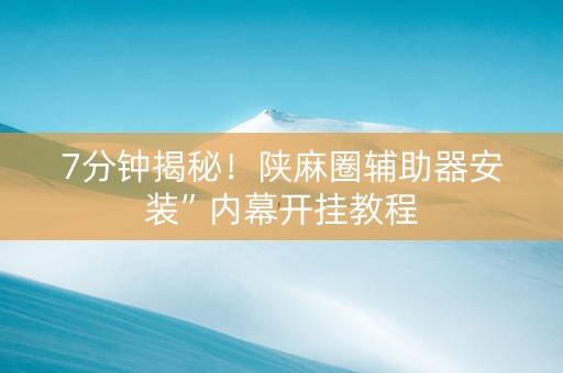 7分钟揭秘！陕麻圈辅助器安装”内幕开挂教程