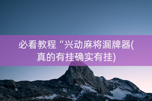 必看教程“兴动麻将漏牌器(真的有挂确实有挂)