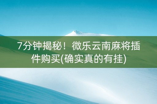7分钟揭秘！微乐云南麻将插件购买(确实真的有挂)