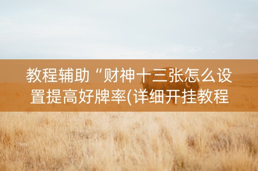 教程辅助“财神十三张怎么设置提高好牌率(详细开挂教程)