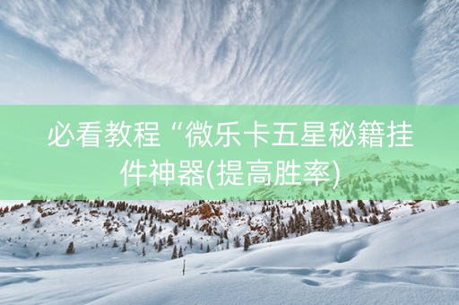 必看教程“微乐卡五星秘籍挂件神器(提高胜率)