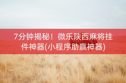 7分钟揭秘！微乐陕西麻将挂件神器(小程序助赢神器)