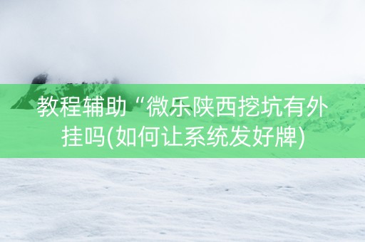 教程辅助“微乐陕西挖坑有外挂吗(如何让系统发好牌)